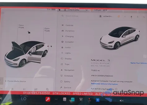 2020 Tesla Model 3 Long Range Dual Motor All-Wheel Drive from USA, damaged, VIN 5YJ3E1EB1LF640500